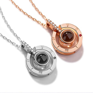 I Love You in 100 Languages Pendant Necklace Rose Gold and Silver