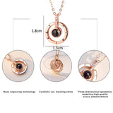 I Love You in 100 Languages Pendant Necklace Rose Gold and Silver