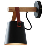 Nordic Wood and Leather Wall LED Lamp